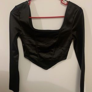 H&M Long Sleeve Satin Corset Top Size XS